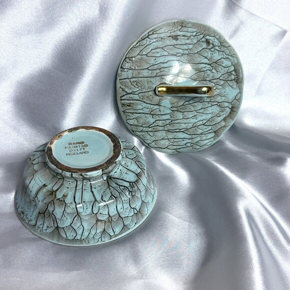 Vintage Delftware W B Leersum Handwork Covered Dish Holland - Picture 10 of 12